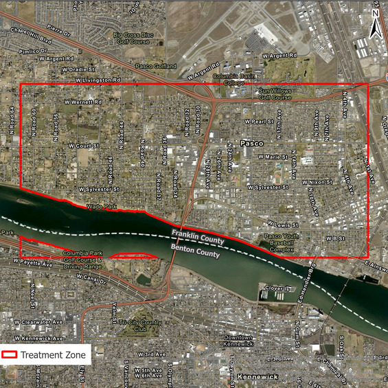 Japanese beetle Pasco Planned Treatment Area Map for 2025