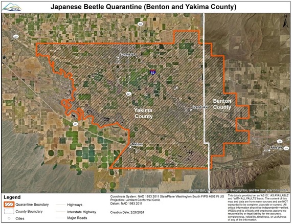 map of Japanese beetle quarantine area