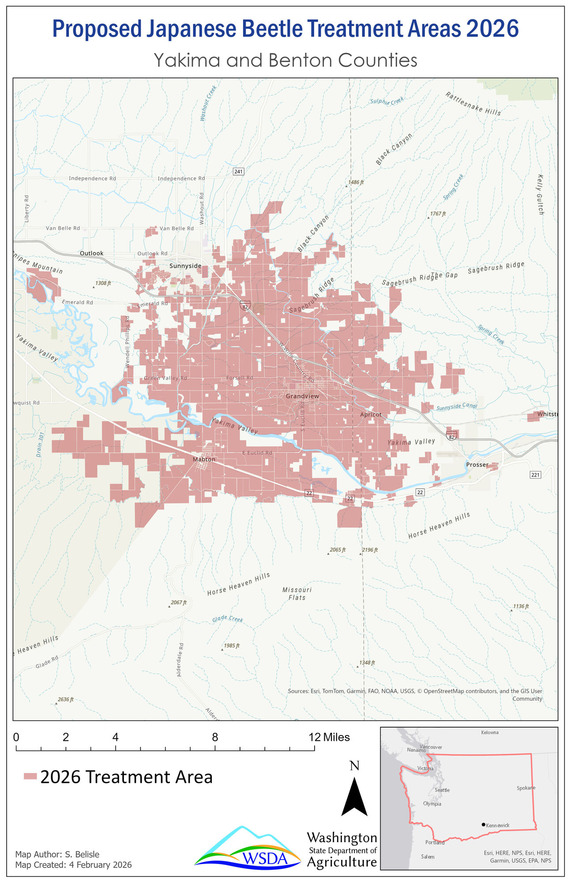 treatment area map of Grandview, Mabton, Sunnyside, and Prosser