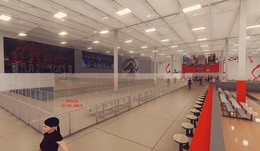 Glass dividers between sports floors