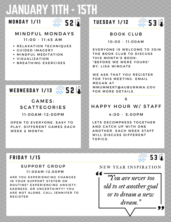Auburn Senior Center Weekly Schedule