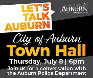 Orange background with words "Let's Talk, Auburn!"