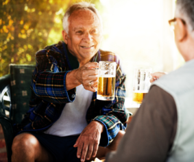 veteran drinking a beer