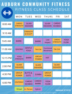 Fitness Schedule March 12