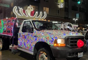 santa lighted truck