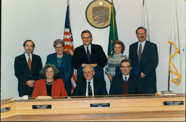 Mayor and city council pictured in 1999.