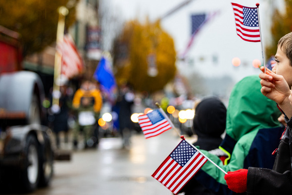 Flags at Veterans Parade