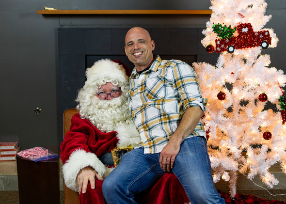 Santa and a man havin' some fun 