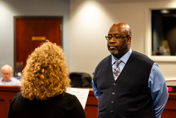 Councilmember Clinton Taylor getting sworn in