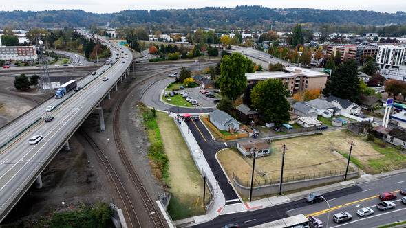 The new section of Division Street and A Street south of 3rd Street 