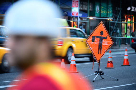 Stock photo of a road safety sign
