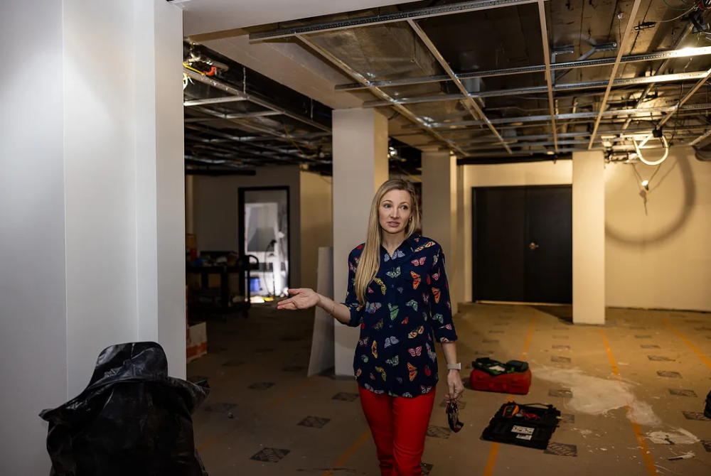 A woman standing in a room
