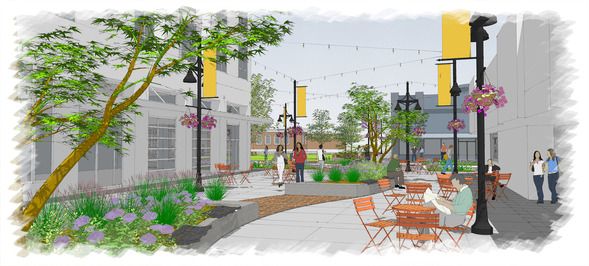 A rendering of B Street Plaza