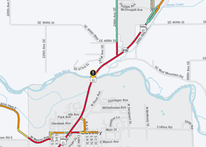 A map showing a collision 