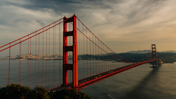 The Golden Gate Bridge at sunset