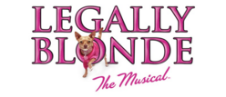 Legally Blonde The Musical logo with white background and Bruiser the dog 