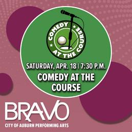 Promtional Image for Comedy at the Course April 2026