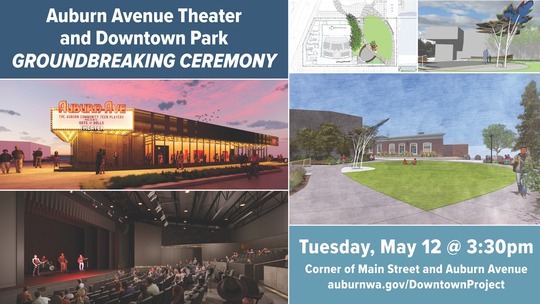 advertising image for groundbreaking of Auburn Avenue Theater and downtown park