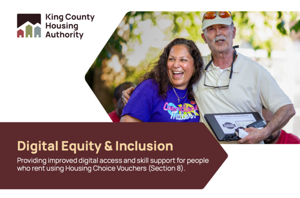King County Housing Authority graphic promoting digital access and skill support for Housing Choice Voucher renters.