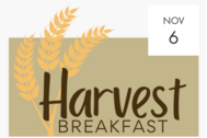 Harvest Breakfast graphic with golden wheat and the date Nov. 6.