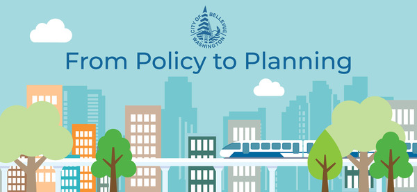 From Policy to Planning with decorative images representing a thriving city