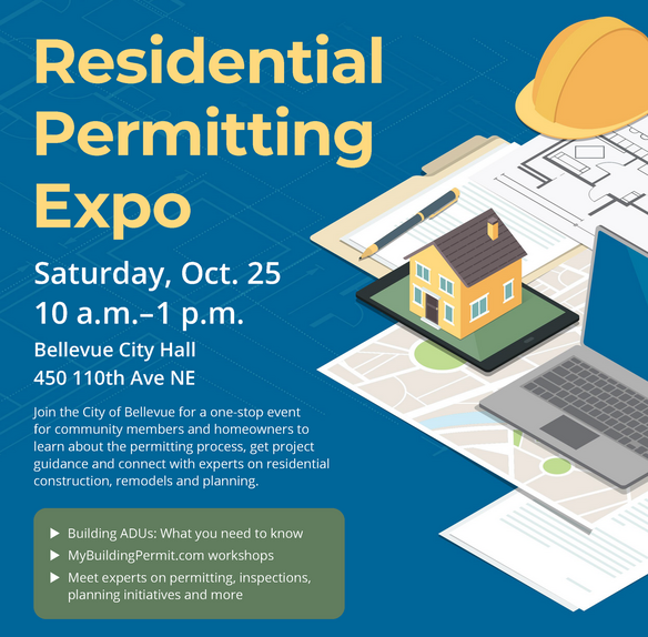 Residential Permitting Expo information graphic: Sat., Oct. 25 10am to 1pm at Bellevue City Hall