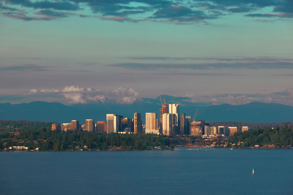 Bellevue skyline with water in foreground