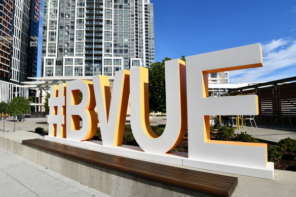 #BVUE large letter sign on the City Hall plaza