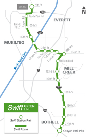 Swift Green Line Service Map
