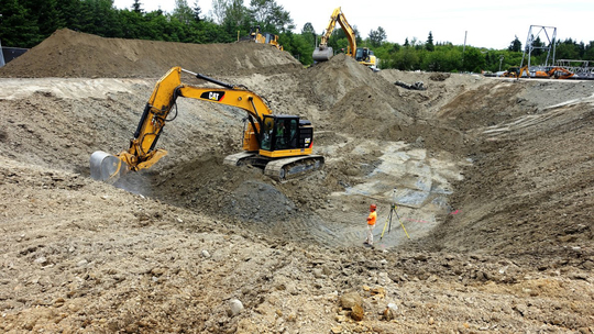 Excavation of storm water retention vault