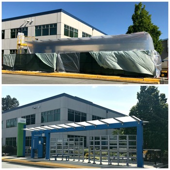 Swift training station during and after painting