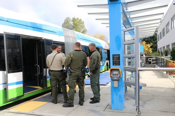 Transit Police conduct training at Community Transit's Merrill Creek Swift Station
