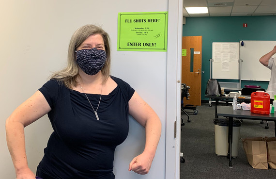 Colleen is ready for her flu shot!