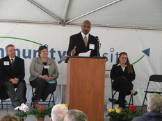Dignitaries speak at the MLT grand opening