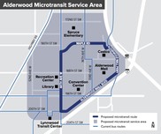 Map of potential microtransit route near Alderwood Mall