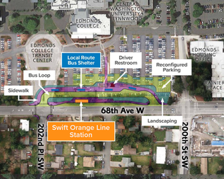 Edmonds College Bus Loop shown in aerial photo