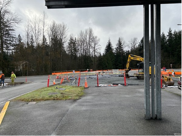 Pictured above: Crews continue work on the southern side of the transit loop.