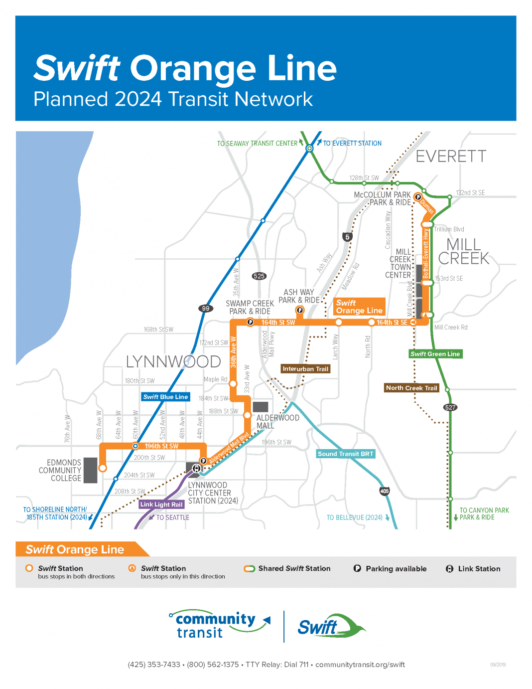 Swift Orange Line map of the planned 2024 transit service