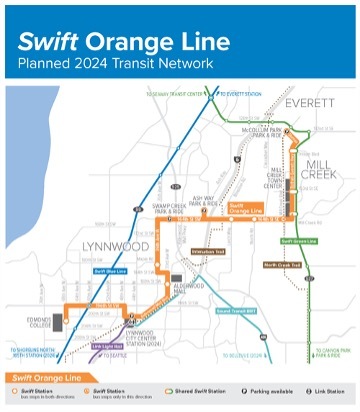 Swift Orange Line map of the planned 2024 transit service