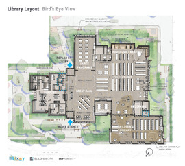 Architect's floor plan for the renovated Walla Walla Public Library