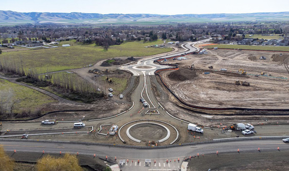 Roundabout being built at Myra Road and SR125 with most of the curbs poured