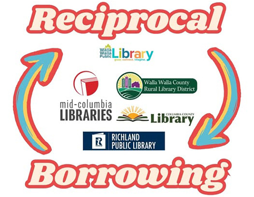 Text that reads 'reciprocal borrowing' and the logos of five libraries
