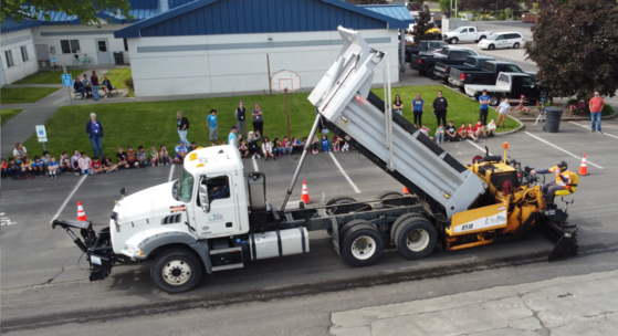 Public Works Week Paver and Dump Truck