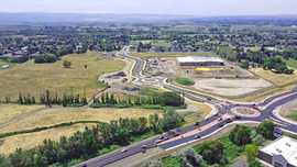 Aerial view of the Myra South extension looking south from State Route 125, with the highway roundabout under construction