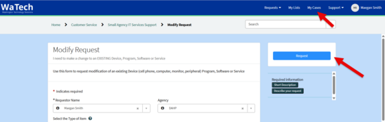 WaTech Ticket Request