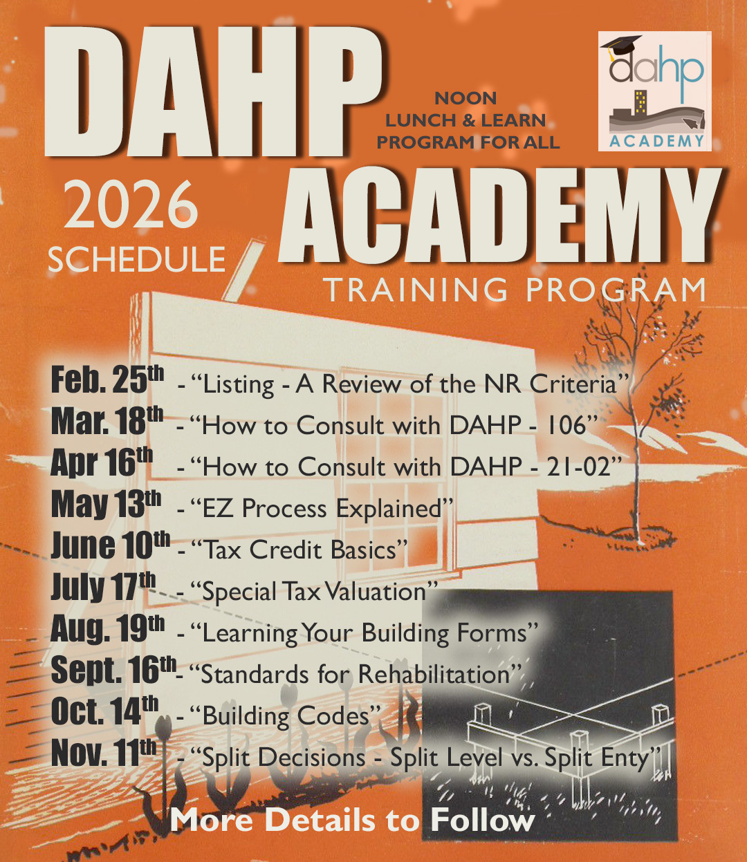 DAHP Academy schedule graphic