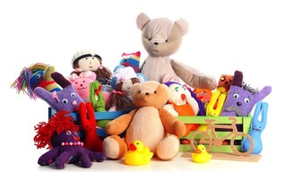 A pile of colorful toys. 