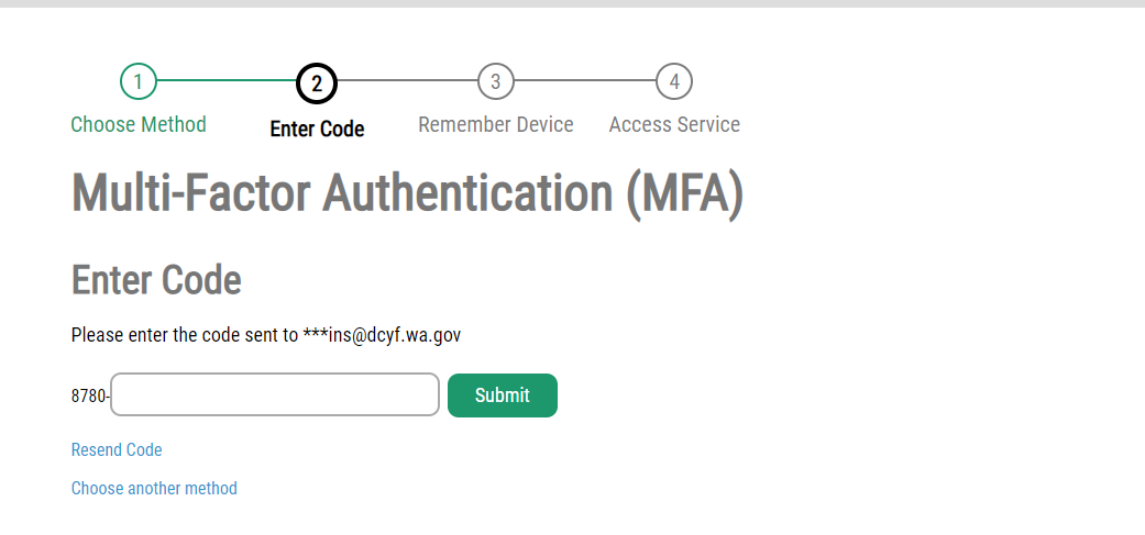 Screen shot of window to set up multi-factor authentication (MFA)