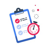 Cartoon image of clipboard with check box list