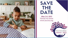 Flyer for IECC and a photo of a boy drawing 